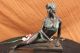 Bronzeskulptur Signiert Milo Swim Frau Mit Apfel Kunst Figur Deko Antike Bild 2
