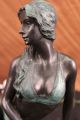 Bronzeskulptur Signiert Milo Swim Frau Mit Apfel Kunst Figur Deko Antike Bild 4
