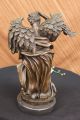 Nackter Schutzengel Art Nouveau Mythische Figur Bronze Skulptur Marmor Basis Antike Bild 11