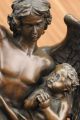 Nackter Schutzengel Art Nouveau Mythische Figur Bronze Skulptur Marmor Basis Antike Bild 6
