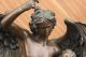 Nackter Schutzengel Art Nouveau Mythische Figur Bronze Skulptur Marmor Basis Antike Bild 7