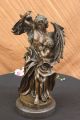 Nackter Schutzengel Art Nouveau Mythische Figur Bronze Skulptur Marmor Basis Antike Bild 8
