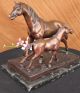 Stute Fohlen Hot Cast Bronze Horse Racing Pony Farm Skulptur Große Figur Kunst Antike Bild 6