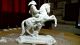 Porzellan Musketier Figur,  Statuetten,  Pferd,  H:30 Cm.  B: 30 Cm. Antike Bild 3