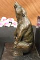 Unterzeichnet Paar Einzigartige Braunbären Buchstützen Bronze Sculpture Figur Antike Bild 10
