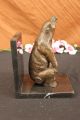 Unterzeichnet Paar Einzigartige Braunbären Buchstützen Bronze Sculpture Figur Antike Bild 1