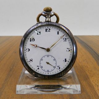 Huguenin Tulasilber Lepine 800er Silber Taschenuhr Tula Niello Pocket Watch Bild