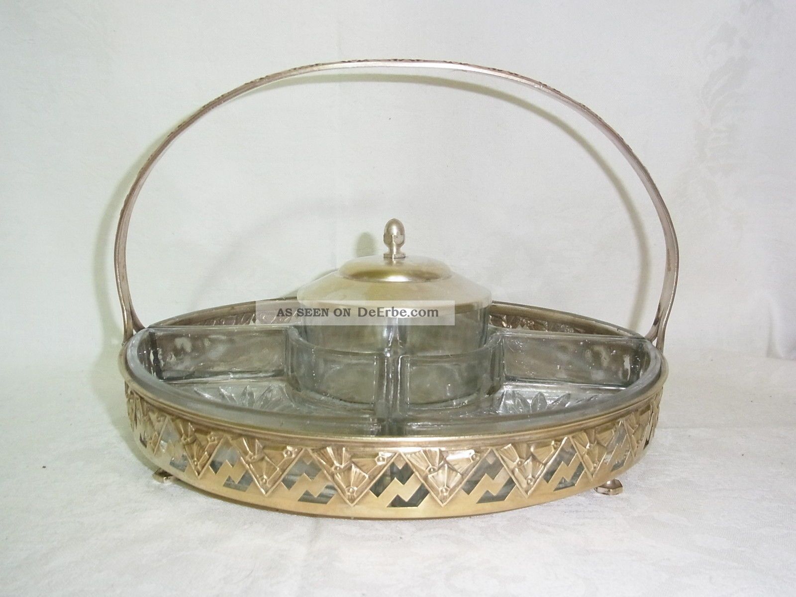 Art Deco Cabaret,  Geteilte Schale Aus Glas,  Versilbertes Gestell Objekte vor 1945 Bild