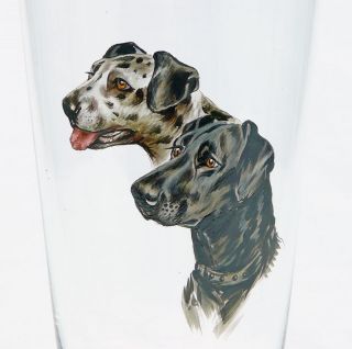 Becher Bierglas Emailmalerei Hunde Dalmatiner Signiert Handgemalt Bild