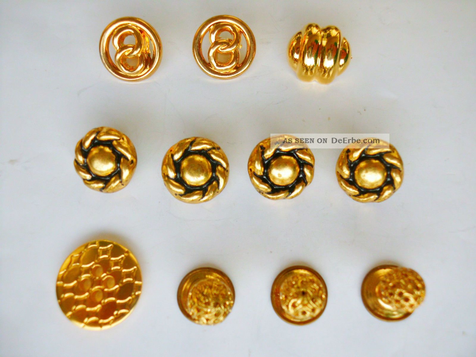 Knöpfe 11 Stück Metall,  Verschiedene Größen Und Formen,  Goldfarben Schneider Bild