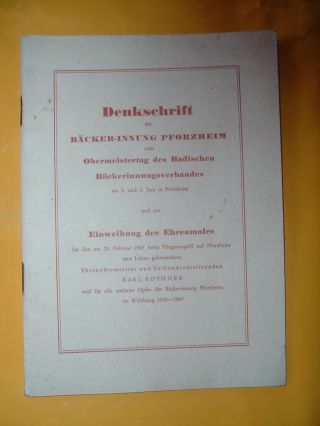 Denkschrift Bäcker - Innung Pforzheim 1951 Bild