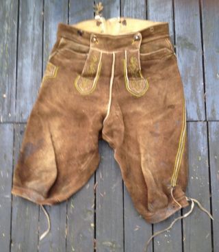 Ledertrachtenhose Lederhose Trachtenhose Bavaria Traditional Trousers Ww2 Bild