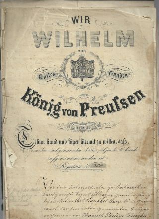 Notarielle Urkunde,  Königlich Preussischer Notar Rheindiebach Bei Bacharach Bild