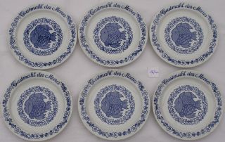 Gastmahl Des Meeres 6 Kleine Teller Colditz Orig.  Ddr Fiko Dsr Vvb Fischfang Bild
