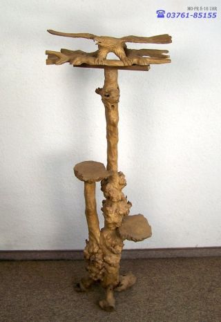 Adler Skulptur Teak Holz BlumensÄule Handarbeit Schnitzarbeit Figur Handarbeit Bild