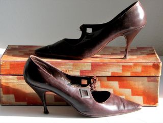 Damenschuh Pumps 20er 30er Größe 39 Braun Leder Art Deco Jugendstil Absatz Tango Bild