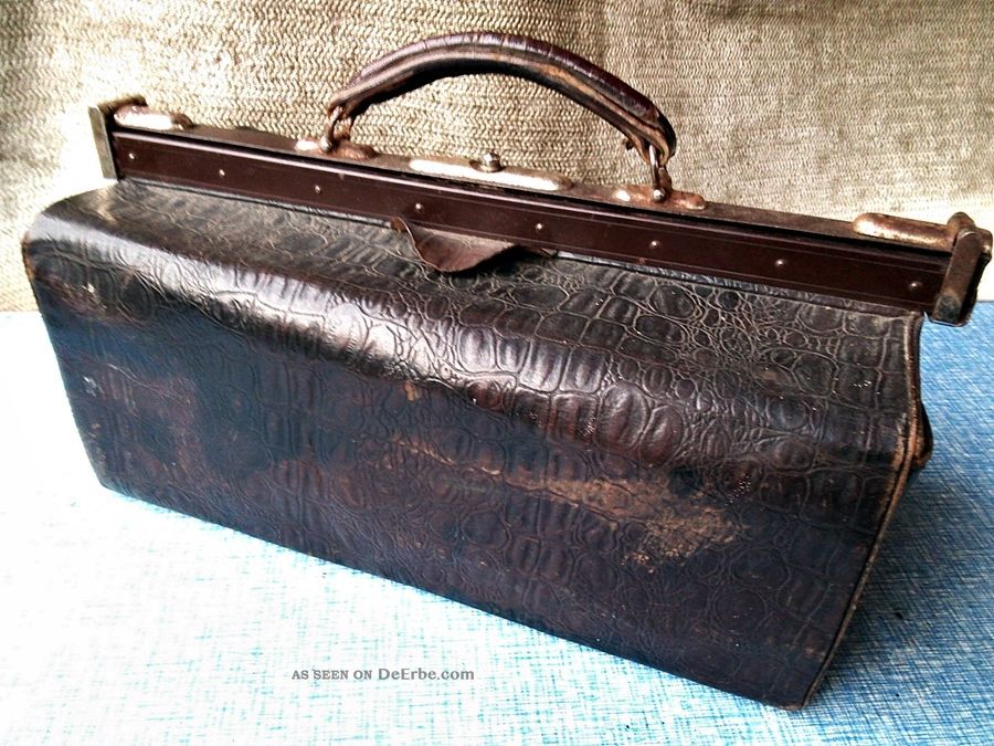 Alte Dunkelbraune Arzt -,  Hebammen -,  Doktortasche O.  ä. ,  Aus Leder Arzt & Apotheker Bild