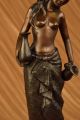 Oben - Ohne - Statue Frau Mit Zwei Krügen Bronzeskulptur Art Deco Marmorbasis Antike Bild 10