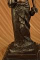 Oben - Ohne - Statue Frau Mit Zwei Krügen Bronzeskulptur Art Deco Marmorbasis Antike Bild 11