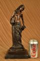 Oben - Ohne - Statue Frau Mit Zwei Krügen Bronzeskulptur Art Deco Marmorbasis Antike Bild 1