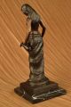 Oben - Ohne - Statue Frau Mit Zwei Krügen Bronzeskulptur Art Deco Marmorbasis Antike Bild 4