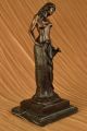 Oben - Ohne - Statue Frau Mit Zwei Krügen Bronzeskulptur Art Deco Marmorbasis Antike Bild 8