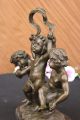 Bronzeskulptur 3 Unschuldige Kleinkinder Signiert Moreau Art Deco Antike Bild 9