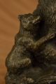 Signiert Grizzlybär Mit Zwei Jungen Bronze Skulptur Statue Figur Antike Bild 8