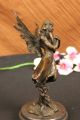 Signiert Französischer Künstler Jean Patoue Junge Fee Engel Bronze Antike Bild 8