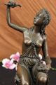 Nackte Indianische Prinzessin Mit Taube Bronze Statue Art Deco Skulptur Figur Antike Bild 3