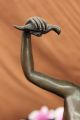 Nackte Indianische Prinzessin Mit Taube Bronze Statue Art Deco Skulptur Figur Antike Bild 6