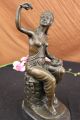 Nackte Indianische Prinzessin Mit Taube Bronze Statue Art Deco Skulptur Figur Antike Bild 7