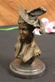 Bronzeskulptur Elegantes Mädchen Mit Hut Statue Art Deco Figur Marmorsockel Antike Bild 9