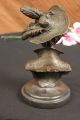 Bronzeskulptur Elegantes Mädchen Mit Hut Statue Art Deco Figur Marmorsockel Antike Bild 7