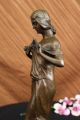 Skulptur Mädchen Mit Engelhaftem Gesicht Bronzefigur Signiert Jean Patou Kunst Antike Bild 11
