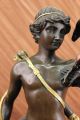Bronze Skulptur Moreau Signiert Jäger Vogel Marmorsockel Figur Antike Bild 4