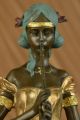Sinnliche Fantasie Nacktes Mädchen Pan - Flötenspieler Art Bronze Marmor - Statue Antike Bild 4