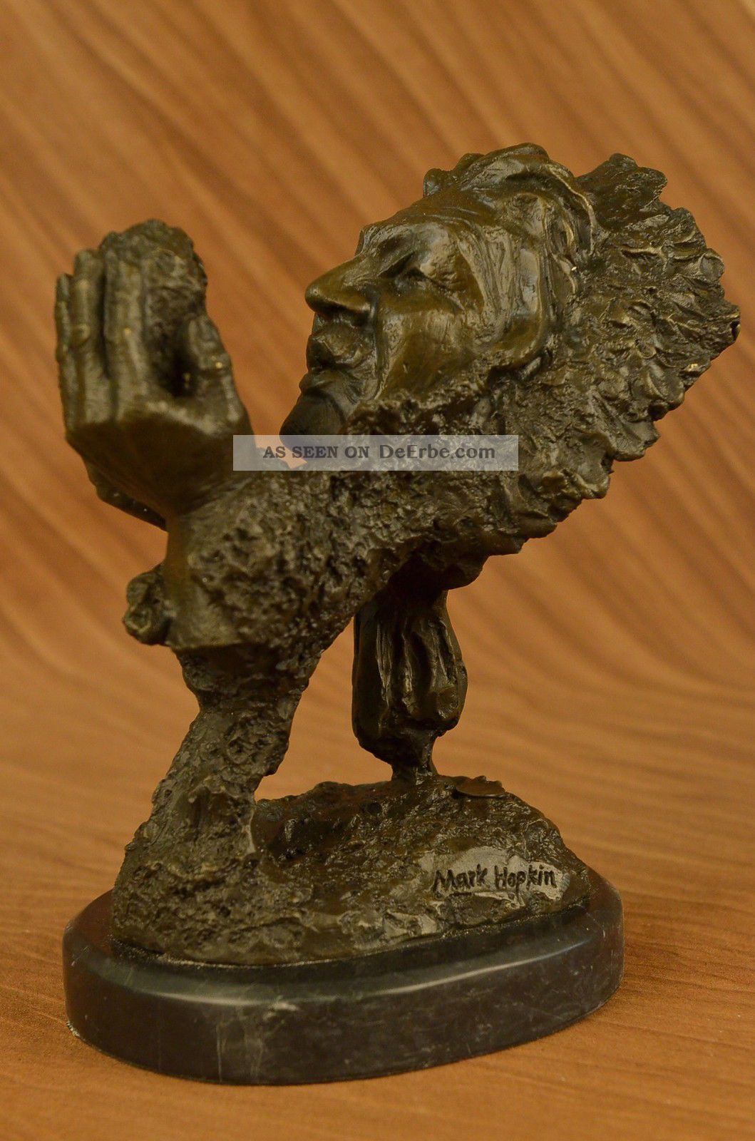 Bronze Skulptur Indianer Amerika Chief Hält Stein Deko Statue Antike Bild