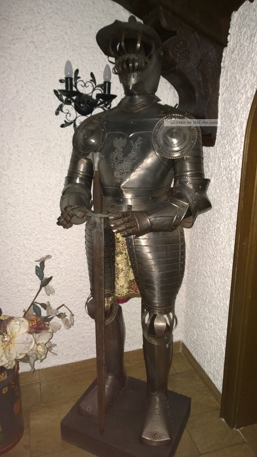 Ritterrüstung Ca.  170cm Mit Schwert,  Aus Einem Schloss Antike Bild