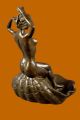 Bronze Skulptur Motiv Mädchen Auf Muschelschale Visitenkarten Halter - Brines Antike Bild 2