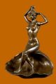 Bronze Skulptur Motiv Mädchen Auf Muschelschale Visitenkarten Halter - Brines Antike Bild 5