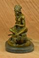 Bronze Skulptur Statue Vintage Signiert Duchoisellei Indianer Grau Figur Kunst Antike Bild 3