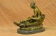Bronze Skulptur Statue Vintage Signiert Duchoisellei Indianer Grau Figur Kunst Antike Bild 4