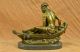 Bronze Skulptur Statue Vintage Signiert Duchoisellei Indianer Grau Figur Kunst Antike Bild 5