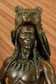 Indianer Figur Kamiko Amerikanischer Ureinwohner Wolf Bronze Kunst Skulptur Groß Antike Bild 10