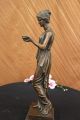 Skulptur Bronze Unterzeichnete Milo Junge Mädchen Mit Römischen Becher Wein Antike Bild 10