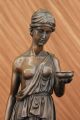Skulptur Bronze Unterzeichnete Milo Junge Mädchen Mit Römischen Becher Wein Antike Bild 4
