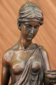 Skulptur Bronze Unterzeichnete Milo Junge Mädchen Mit Römischen Becher Wein Antike Bild 5