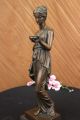 Skulptur Bronze Unterzeichnete Milo Junge Mädchen Mit Römischen Becher Wein Antike Bild 7