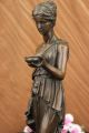 Skulptur Bronze Unterzeichnete Milo Junge Mädchen Mit Römischen Becher Wein Antike Bild 8